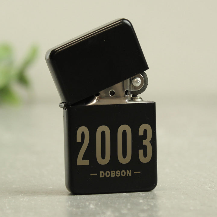 Personalised Date &amp; Name Black Lighter – alternative view