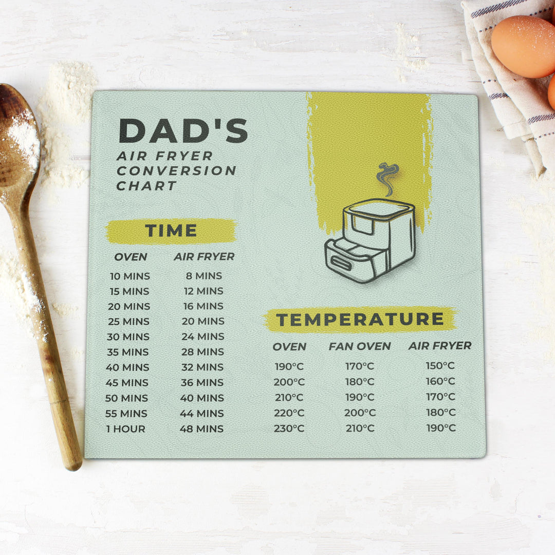 Personalised Air Fryer Chart Glass Chopping Board – alternative view