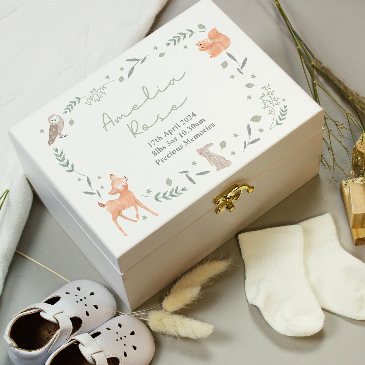 Personalised Woodland Animal Wooden Keepsake Box – alternative view