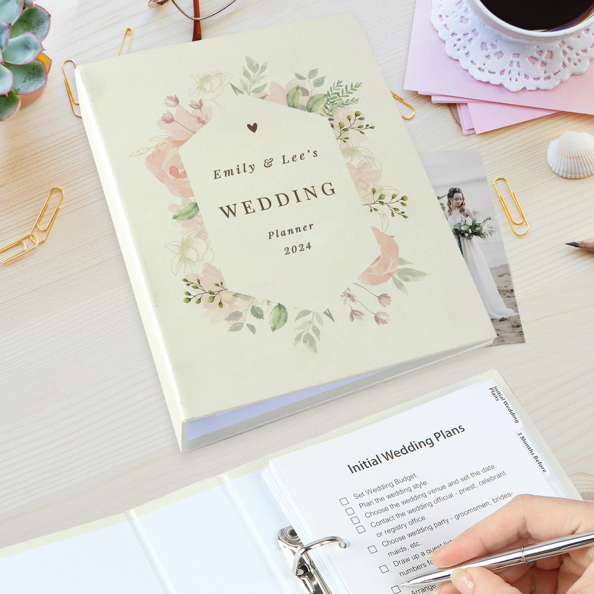 Personalised Floral Watercolour Wedding Planner – alternative view