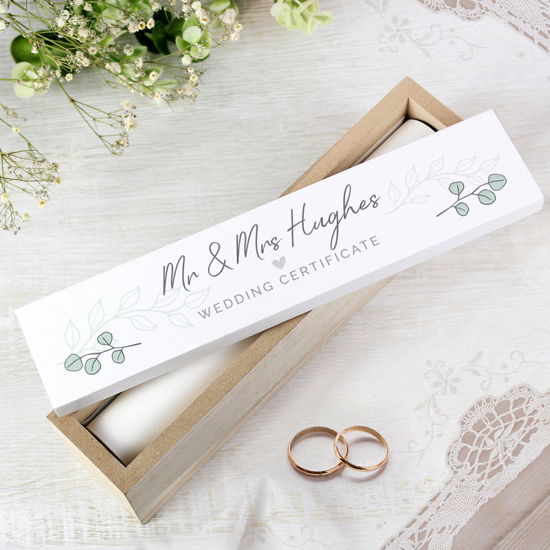 Personalised Botanical Wooden Certificate Holder