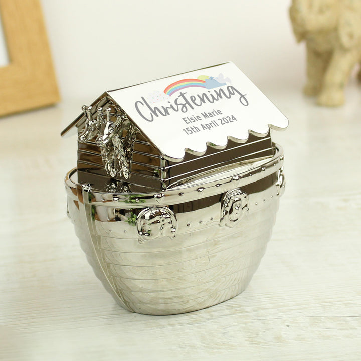 Personalised Christening Noahs Ark Money Box – alternative view