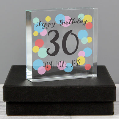 Personalised Birthday Colour Confetti Crystal Token