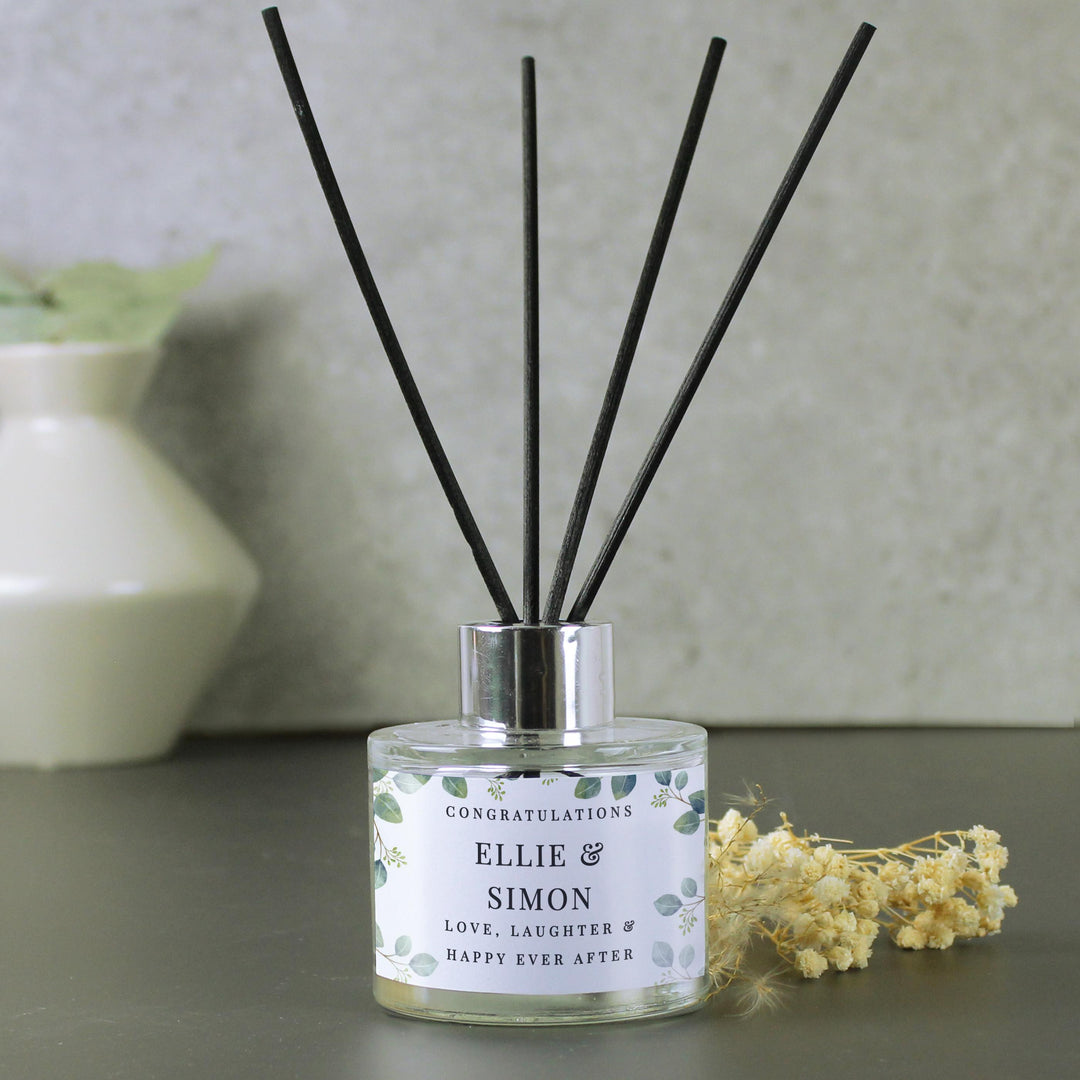 Personalised Botanical Free Text Reed Diffuser – alternative view