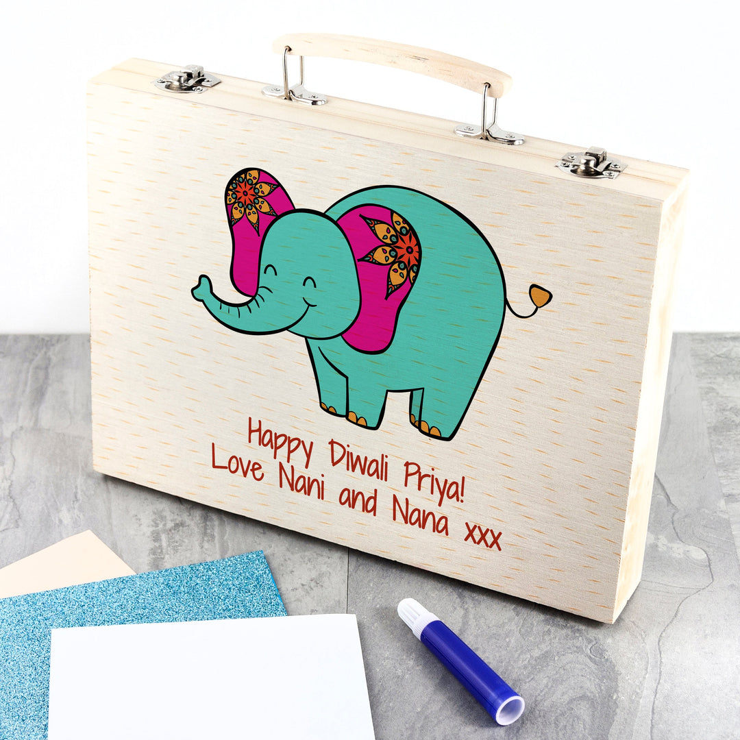 Personalised Happy Diwali Elephant Colouring In Set for Kids