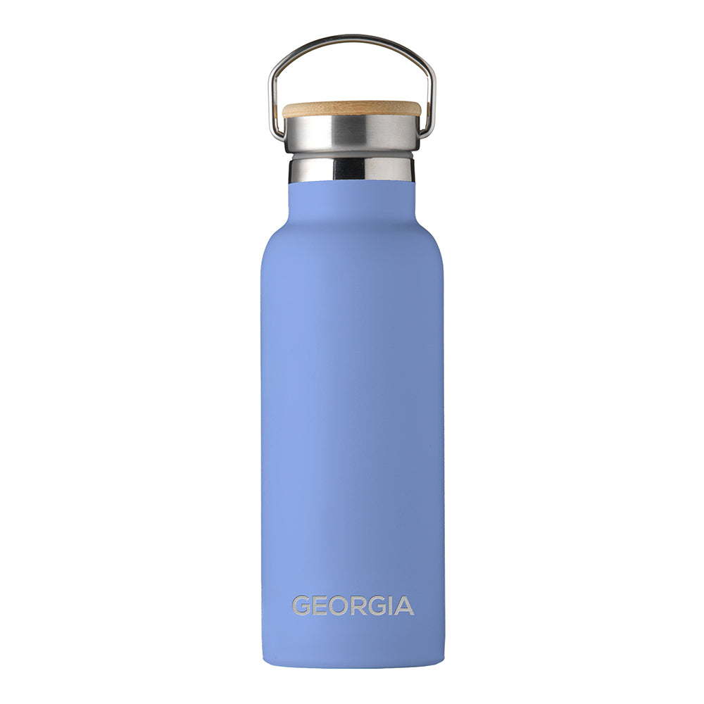Personalised Jungley Insulated 17oz Drinks Bottle with Bamboo Lid - Horizontal