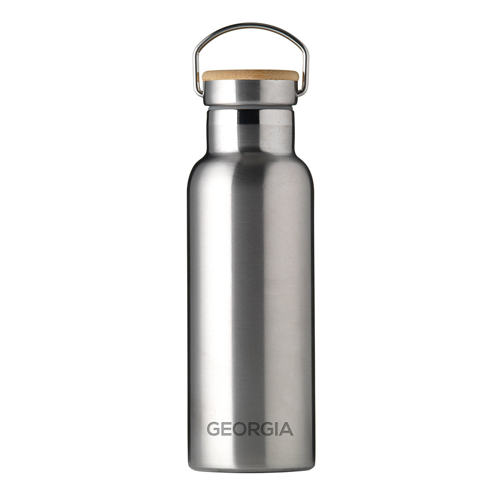 Personalised Jungley Insulated 17oz Drinks Bottle with Bamboo Lid - Horizontal