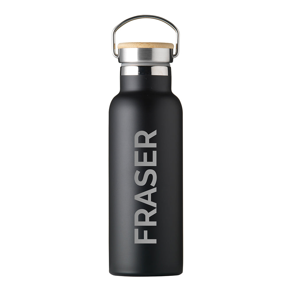 Personalised Jungley Insulated 17oz Drinks Bottle with Bamboo Lid - Vertical