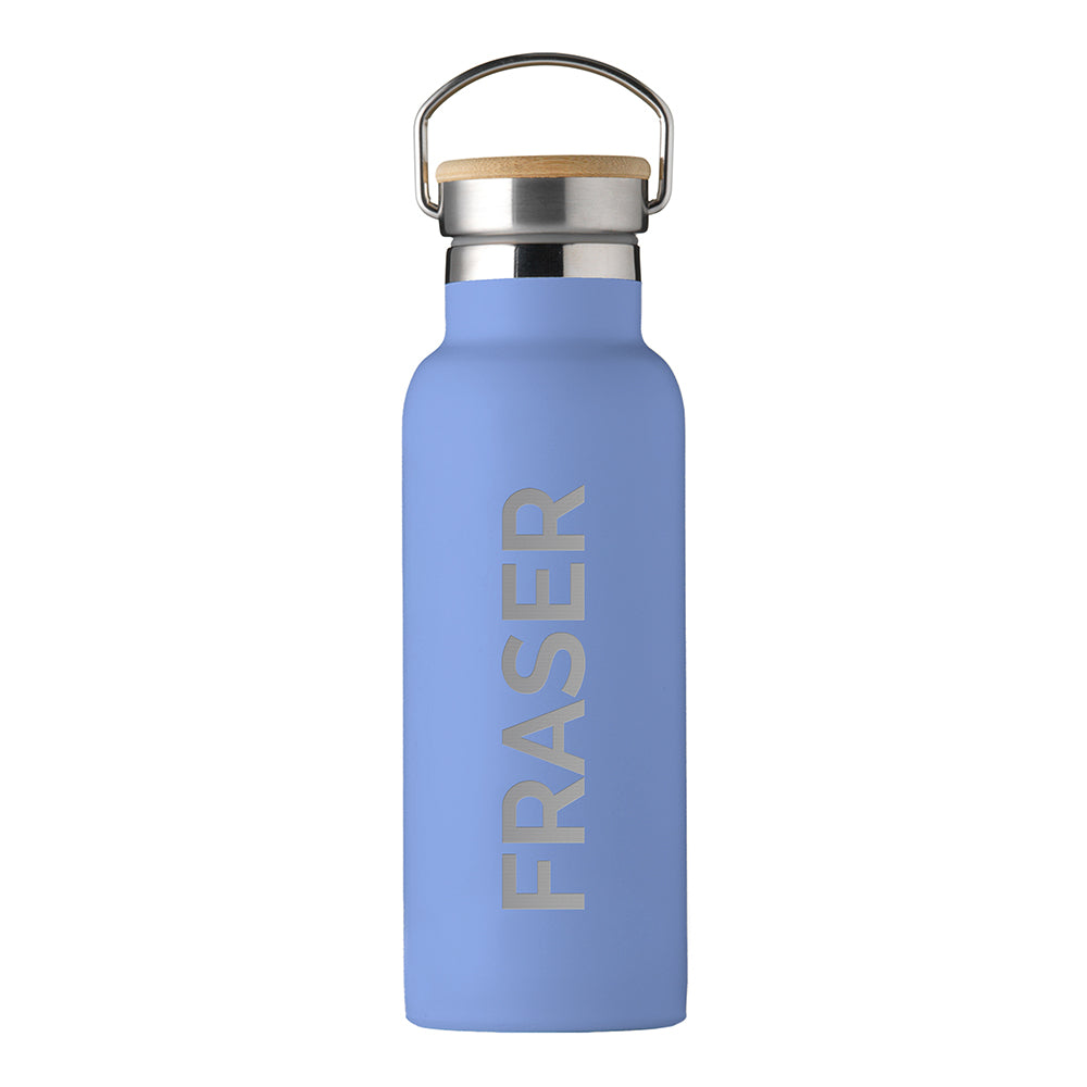 Personalised Jungley Insulated 17oz Drinks Bottle with Bamboo Lid - Vertical