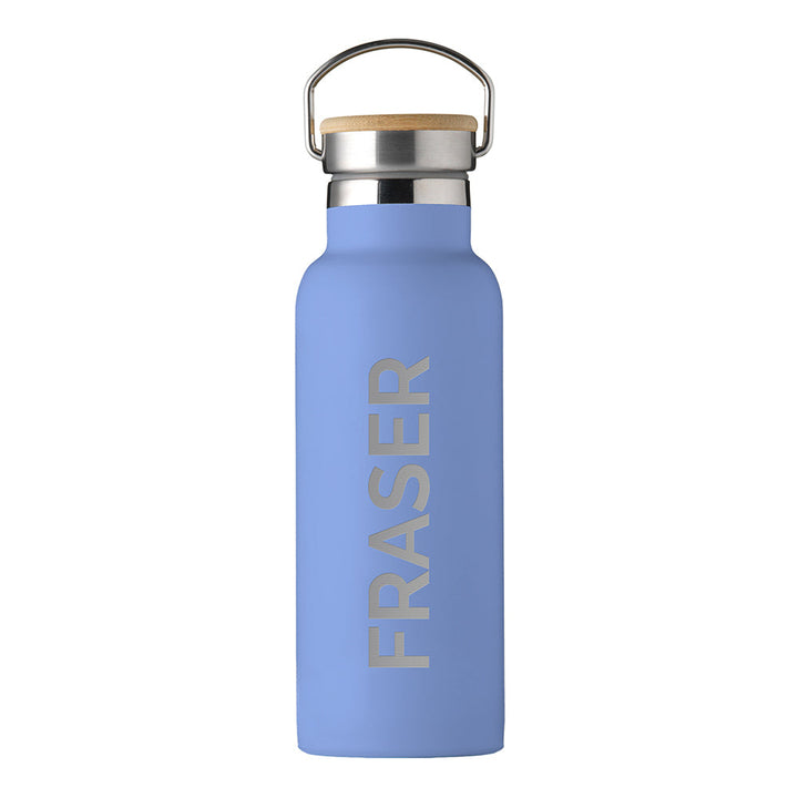 Personalised Jungley Insulated 17oz Drinks Bottle with Bamboo Lid - Vertical