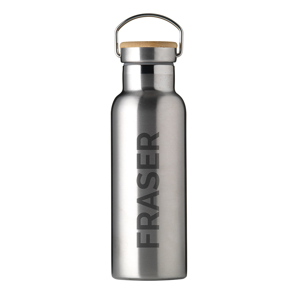 Personalised Jungley Insulated 17oz Drinks Bottle with Bamboo Lid - Vertical