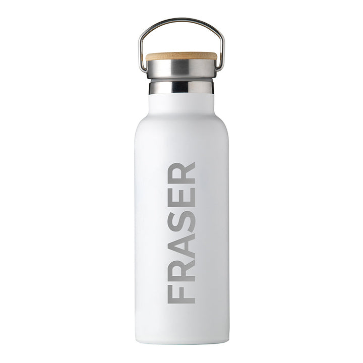 Personalised Jungley Insulated 17oz Drinks Bottle with Bamboo Lid - Vertical