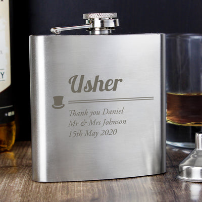 Personalised Usher Hip Flask - The Personal Shop
