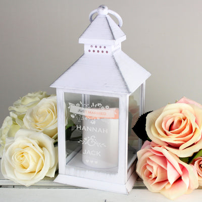 Personalised Couple's Floral White Lantern