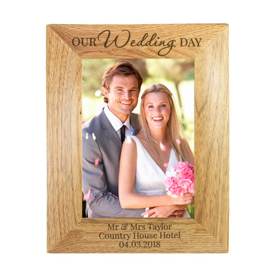 Personalised 'Our Wedding Day' 5x7 Wooden Photo Frame - The Personal Shop