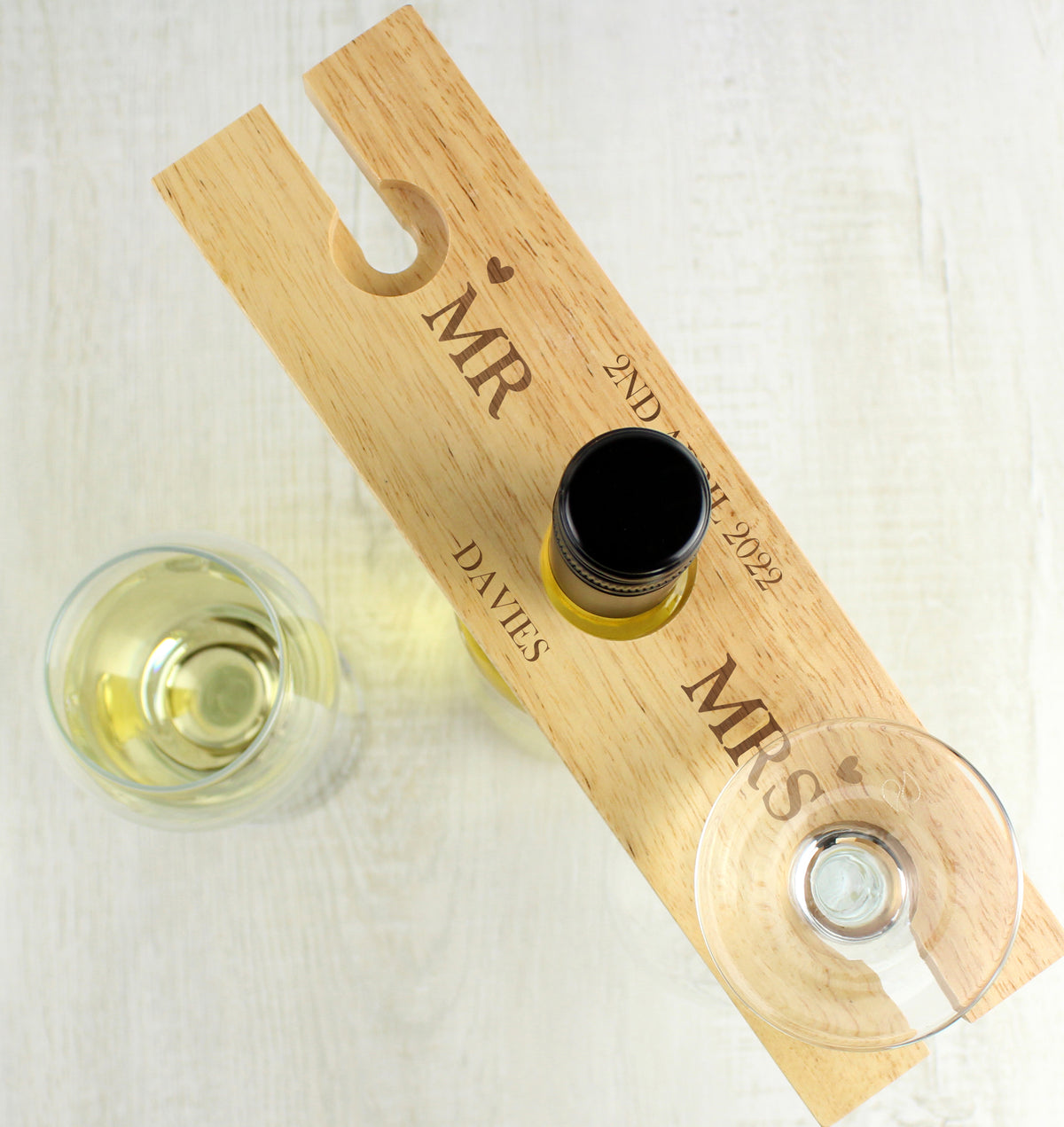 Personalised Married Couple Wine Glass & Bottle Butler – alternative view