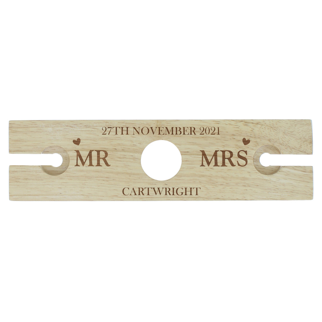 Personalised Married Couple Wine Glass &amp; Bottle Butler – alternative view