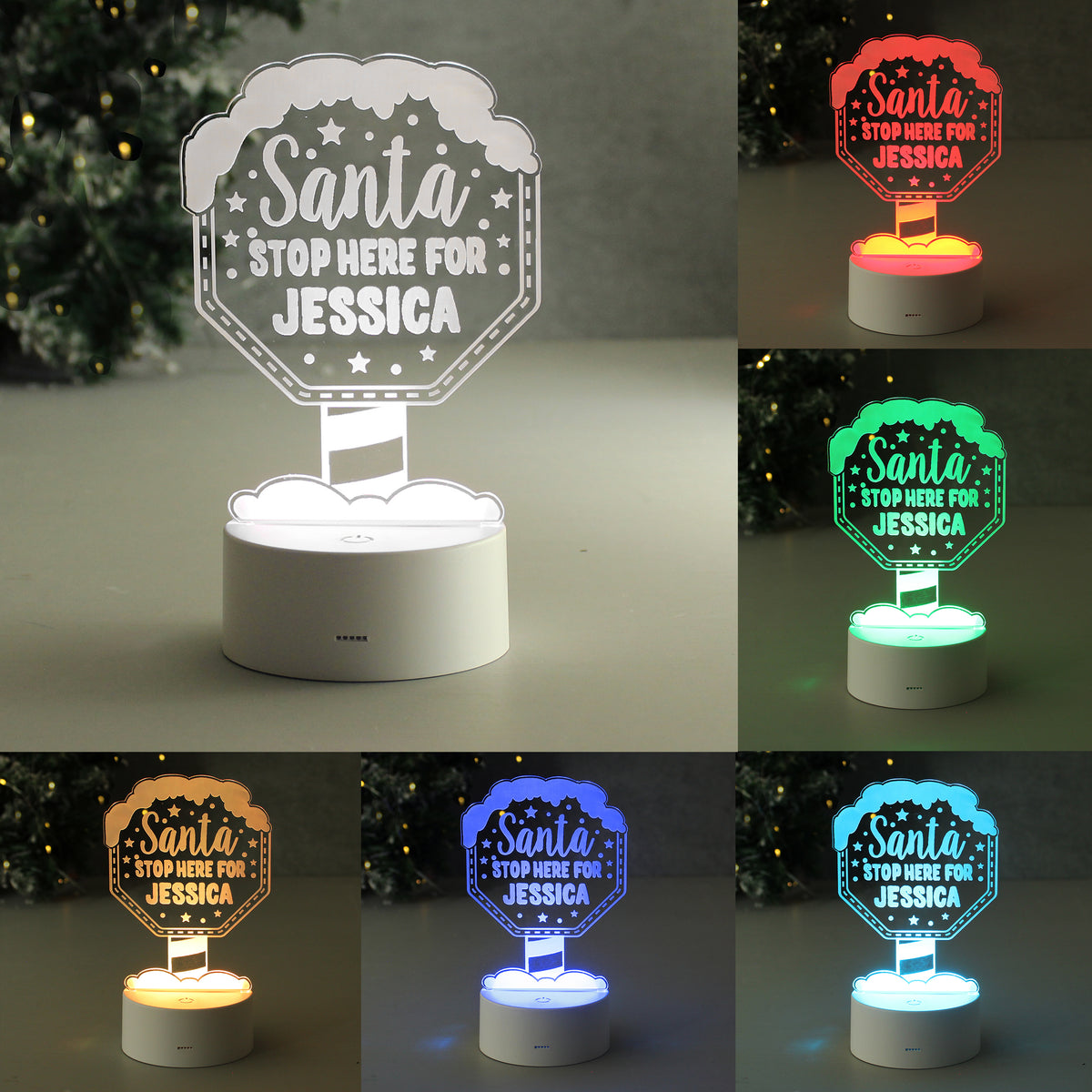 Personalised Santa Stop Here LED Colour Changing Night Light – alternative view