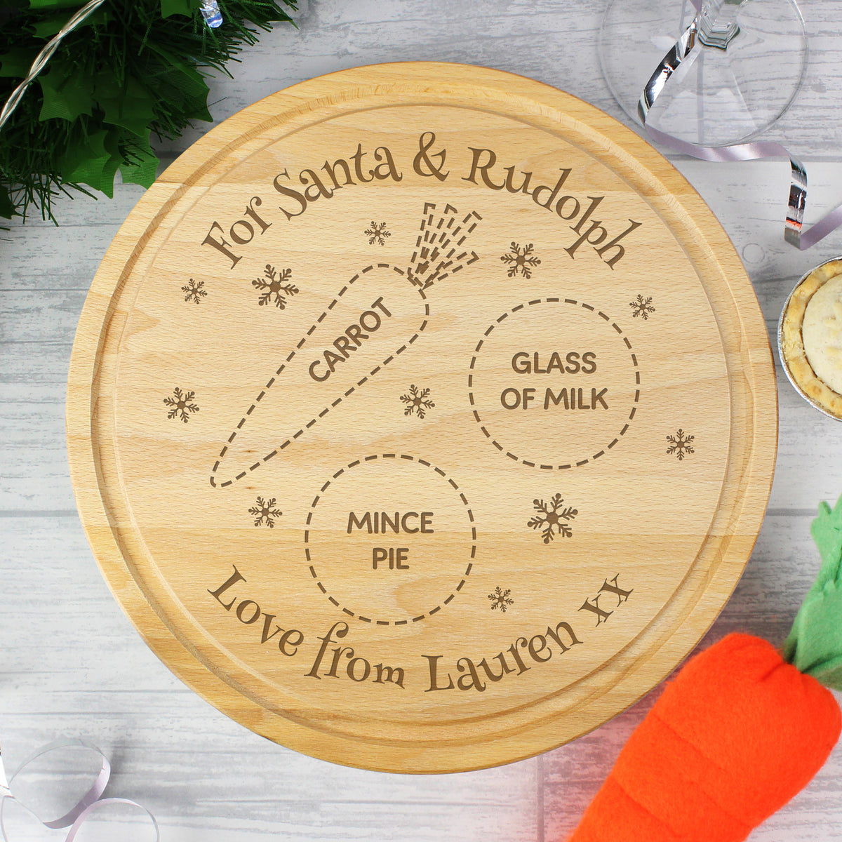 Personalised Christmas Eve Mince Pie Board, The Personal Shop, personalised gifts