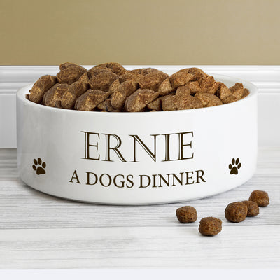 Personalised Paws 14cm Medium White Pet Bowl, The Personal Shop, personalised gifts