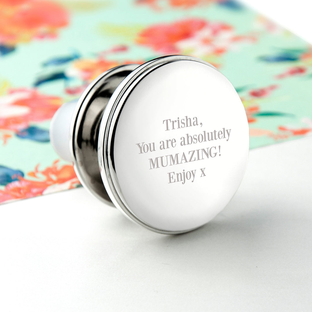 Personalised Engraved Message Silver Plated Bottle Stopper