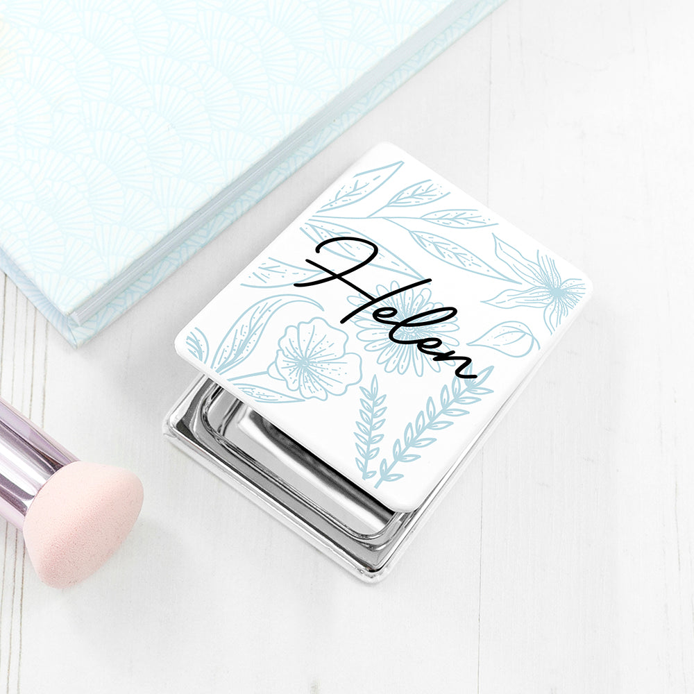 Personalised Floral Compact Mirror