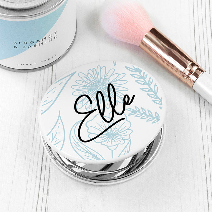 Personalised Floral Compact Mirror