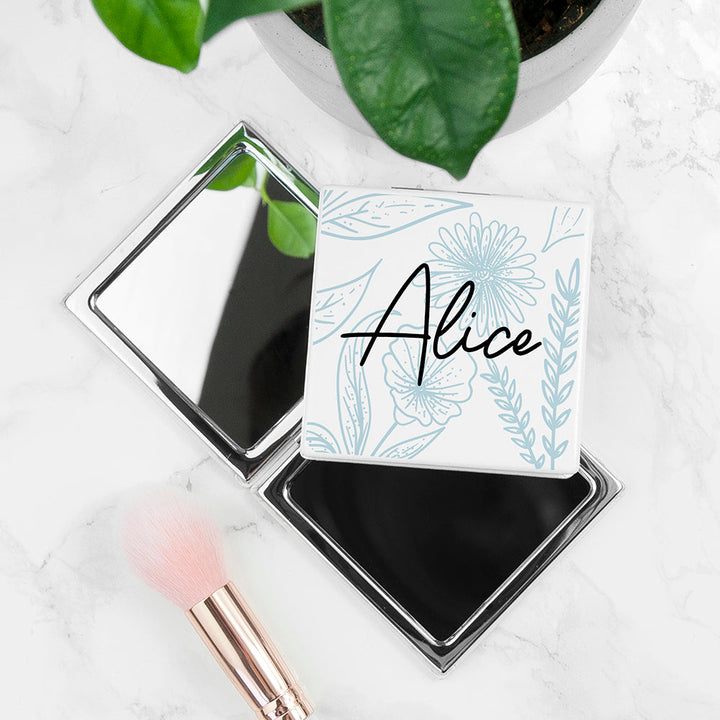 Personalised Floral Compact Mirror