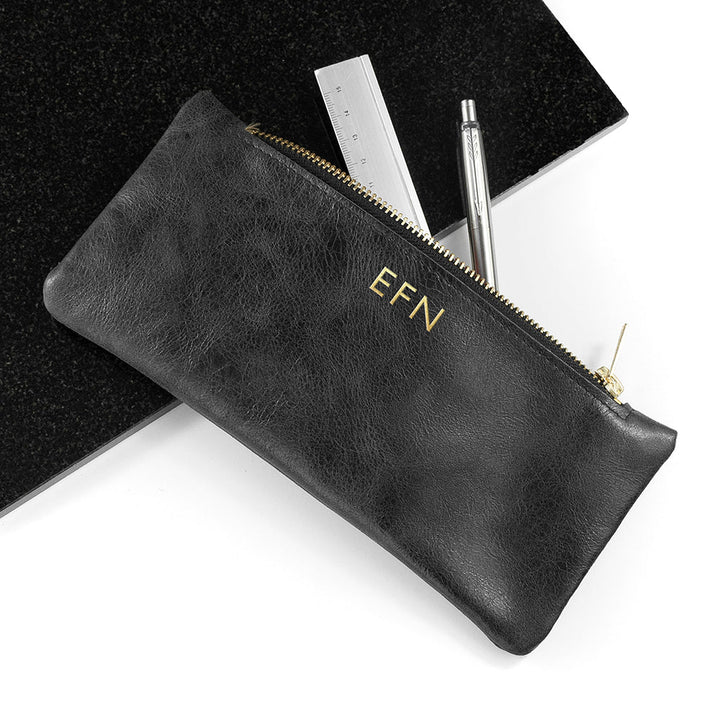 Personalised Monogrammed Luxury Leather Pencil Case