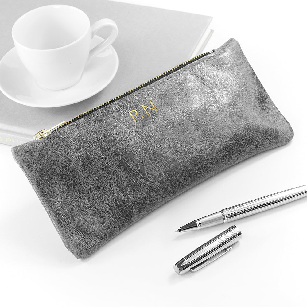 Personalised Monogrammed Luxury Leather Pencil Case