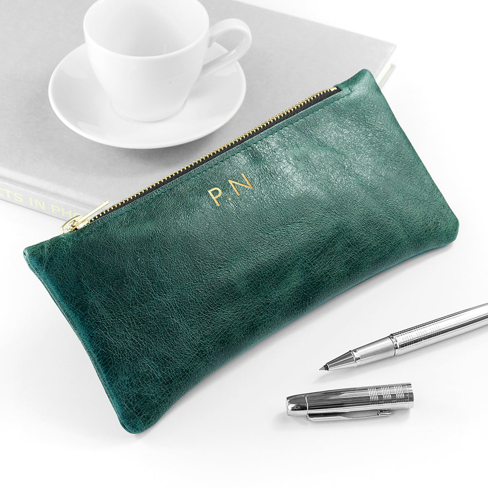 Personalised Monogrammed Luxury Leather Pencil Case