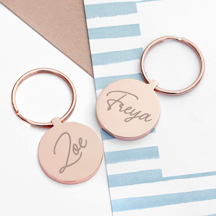Personalised Engraved Name Round Metal Keyring