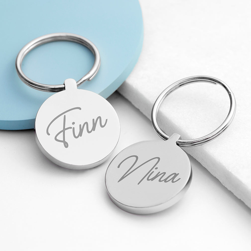 Personalised Engraved Name Round Metal Keyring
