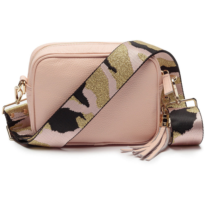 Personalised Elie Beaumont Cross Body Pink Leather Bag with Choice of Strap