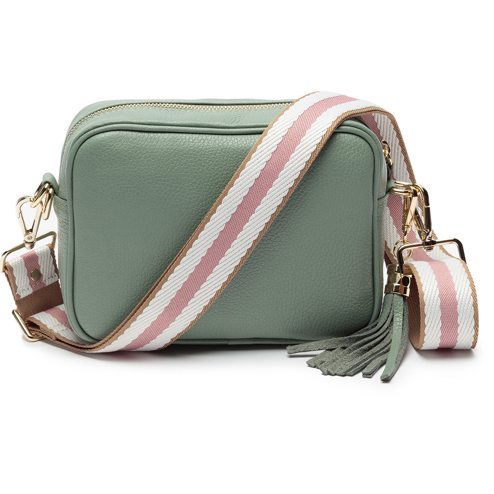 Personalised Elie Beaumont Cross Body Mint Leather Bag with Choice of Strap