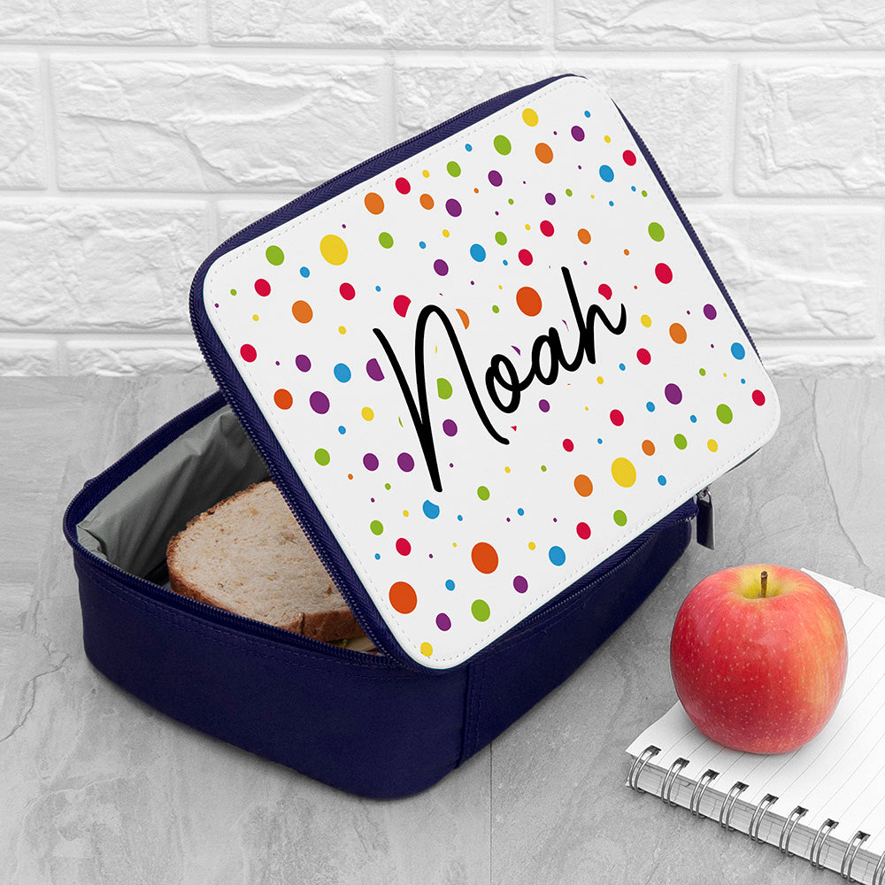 Personalised Kids Fun Polka Dot Lunch Bag
