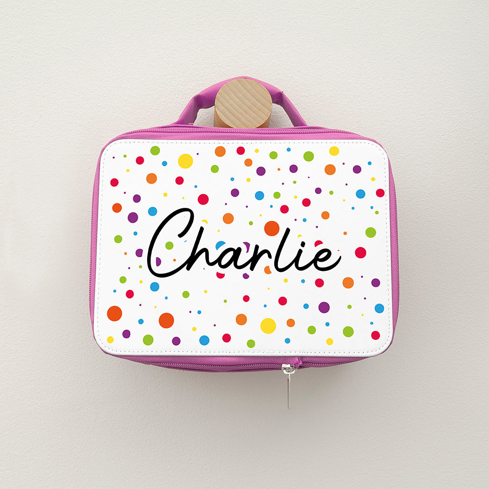 Personalised Kids Fun Polka Dot Lunch Bag