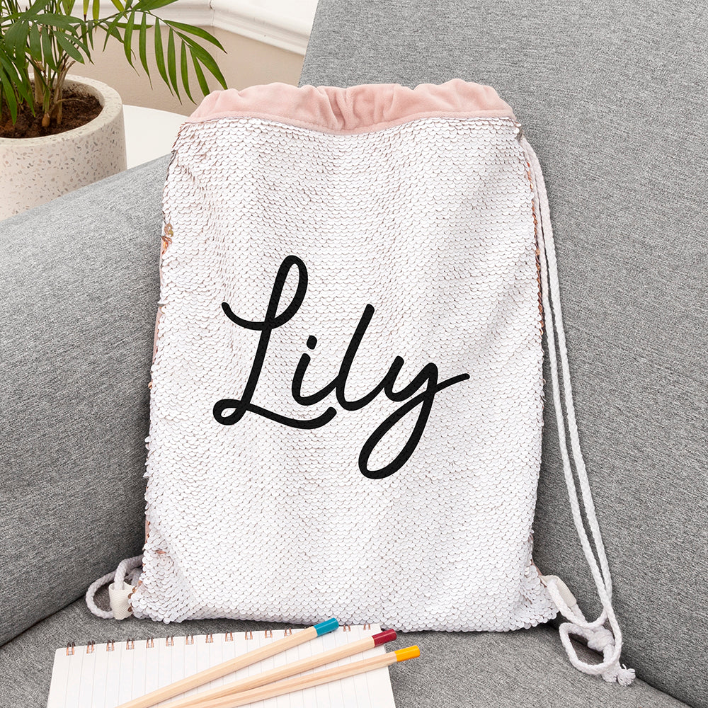 Personalised Kids Hidden Message Sequin Drawstring Gym Bag