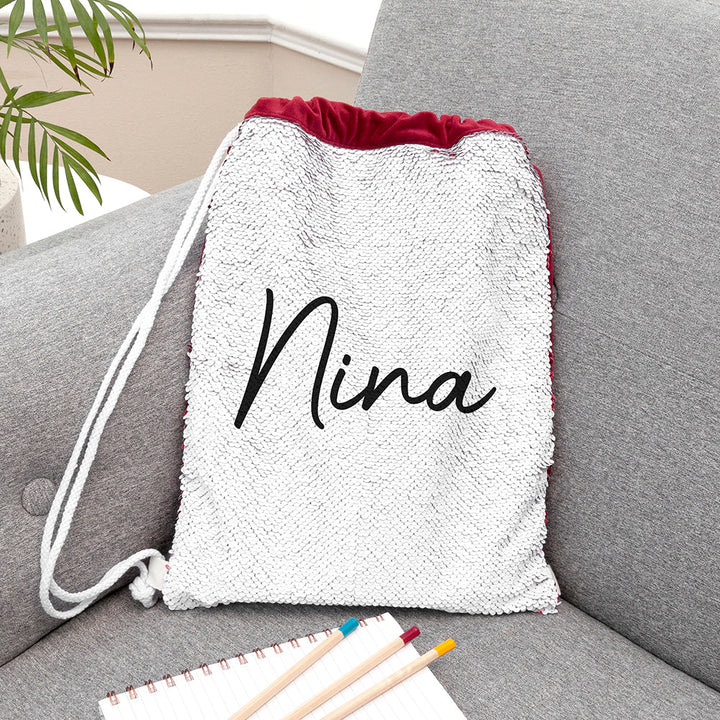 Personalised Kids Hidden Message Sequin Drawstring Gym Bag