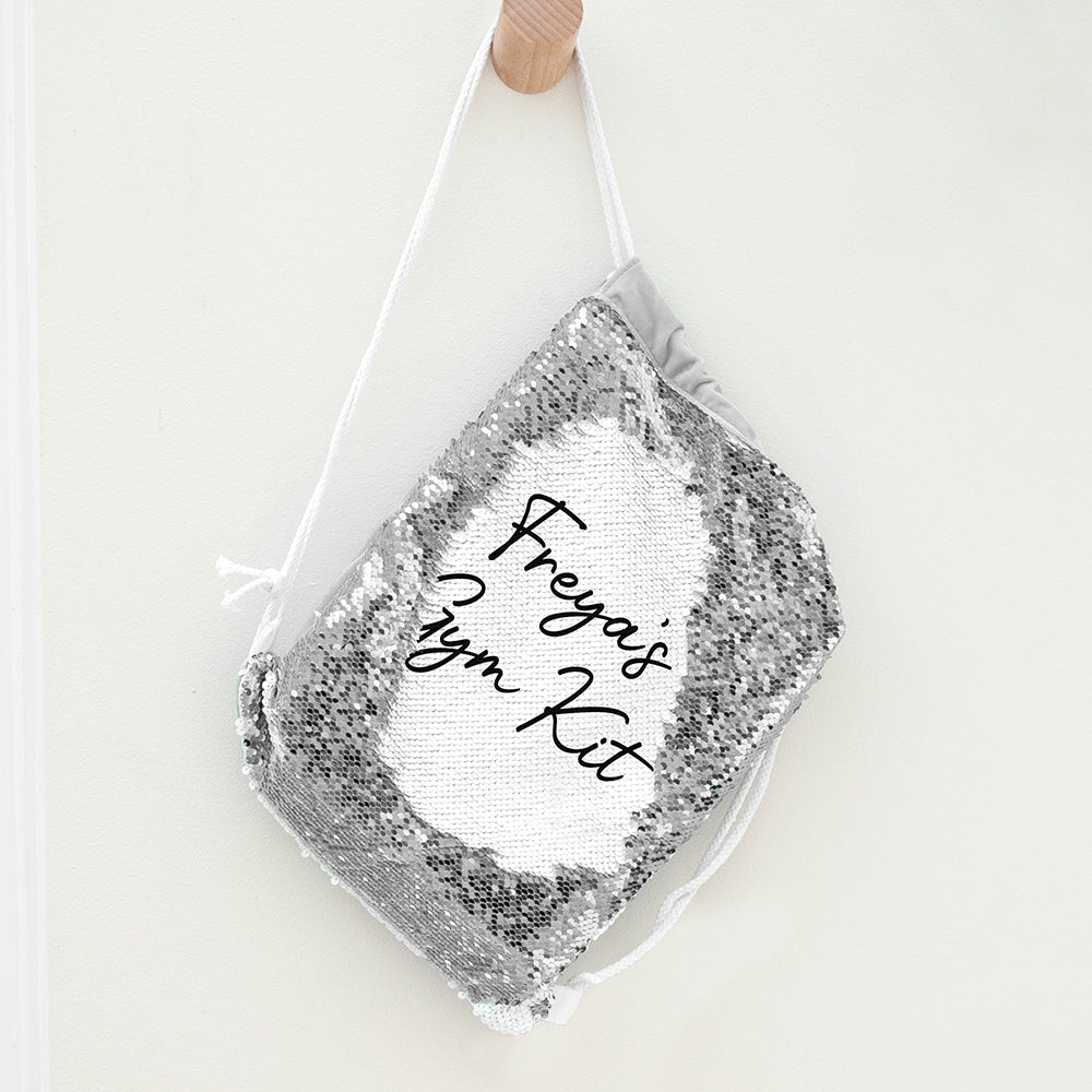 Personalised Kids Hidden Message Sequin Drawstring Gym Bag