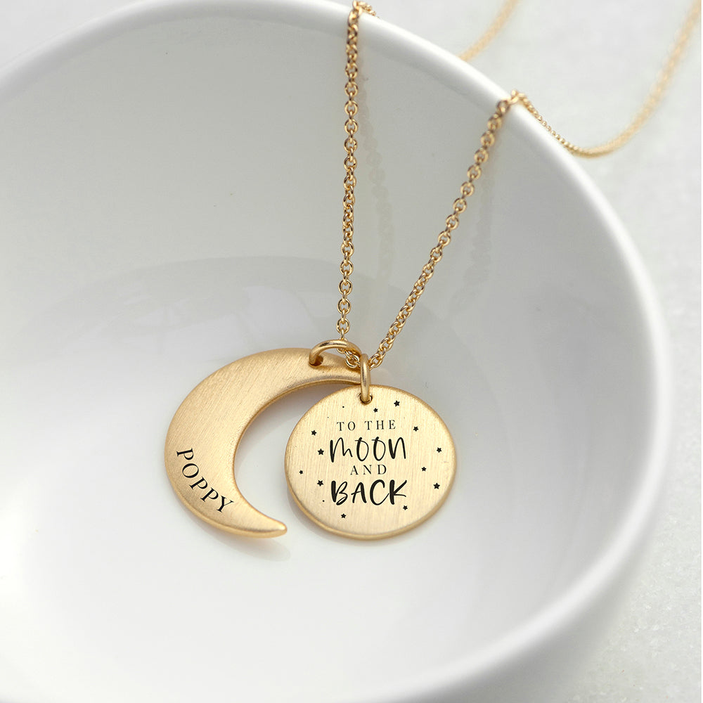 Personalised Moon &amp; Back Necklace