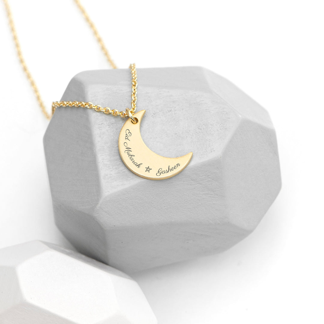 Personalised Eid Mubarak Crescent Moon Necklace