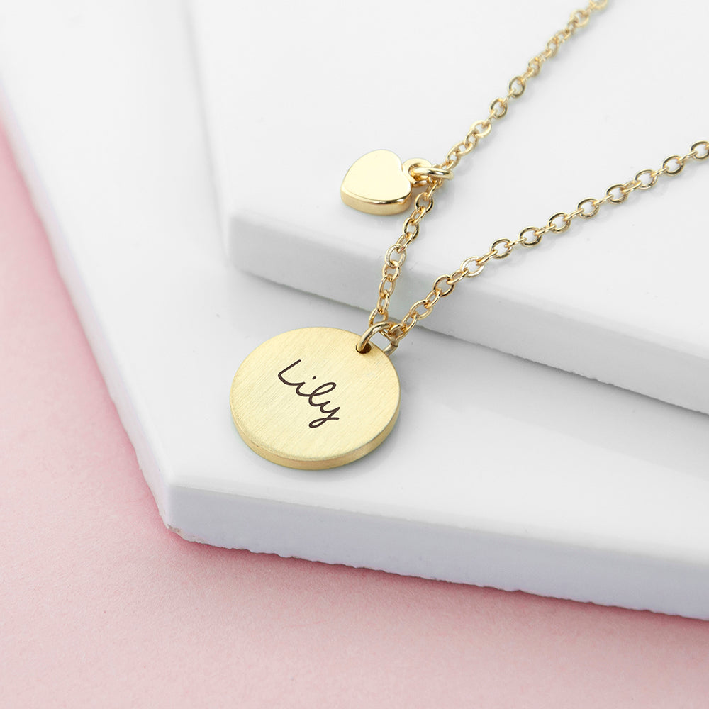 Personalised Summer Style Heart and Disc Necklace