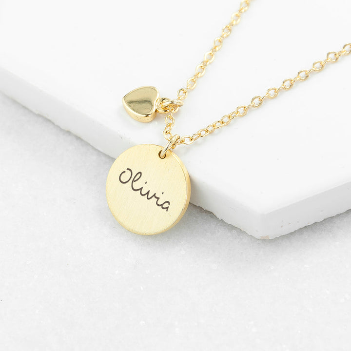 Personalised Summer Style Heart and Disc Necklace