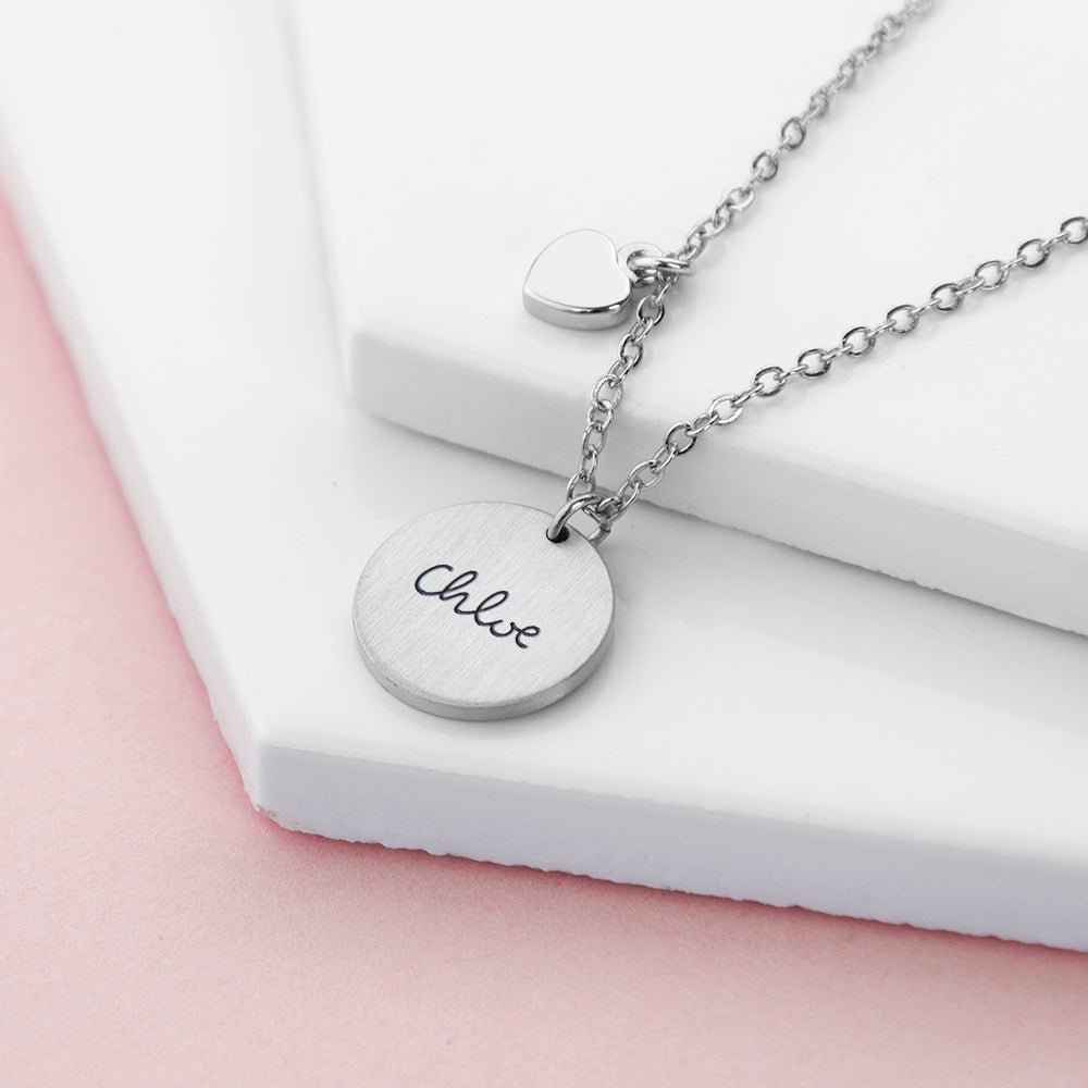 Personalised Summer Style Heart and Disc Necklace