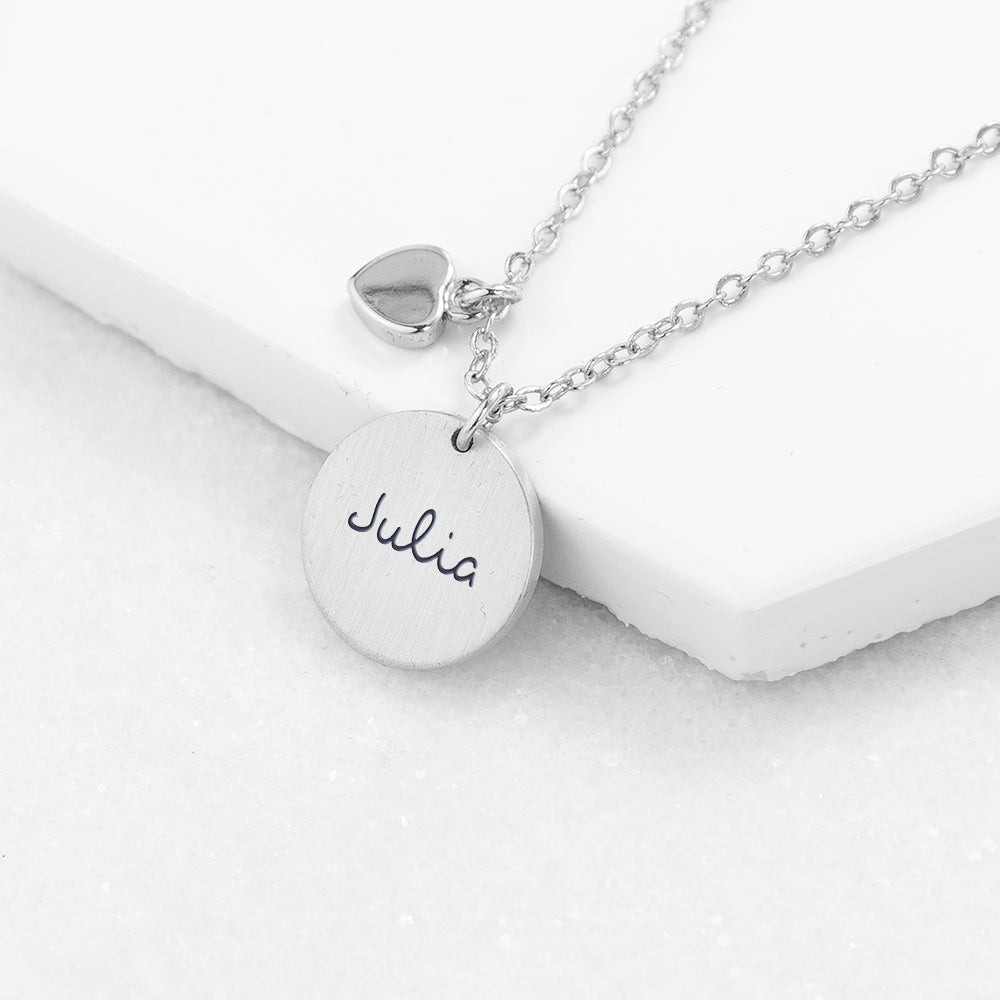 Personalised Summer Style Heart and Disc Necklace