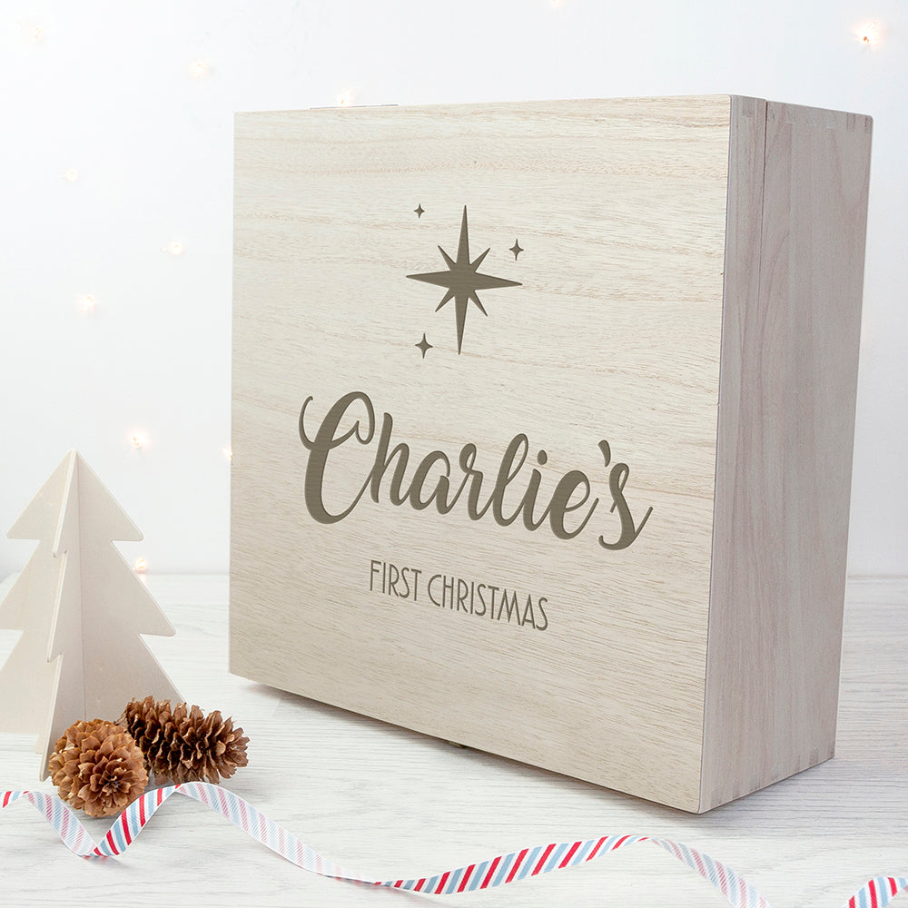 Personalised Minimalist Engraved Christmas Box, The Personal Shop, personalised gifts
