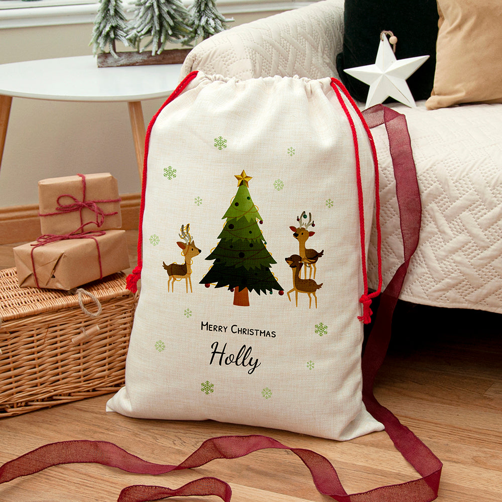 Personalised Christmas Reindeer Family Christmas Sack, The Personal Shop, personalised gifts