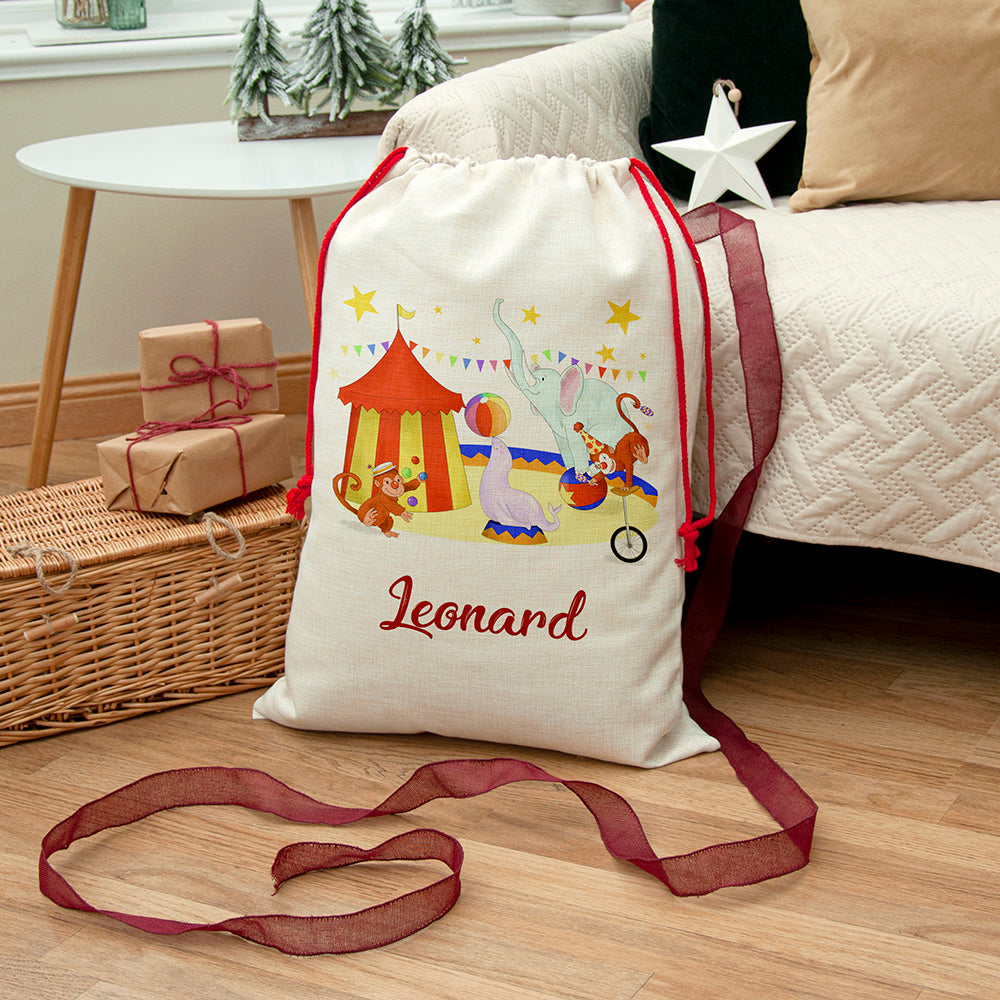 Personalised Circus Christmas Sack, The Personal Shop, personalised gifts