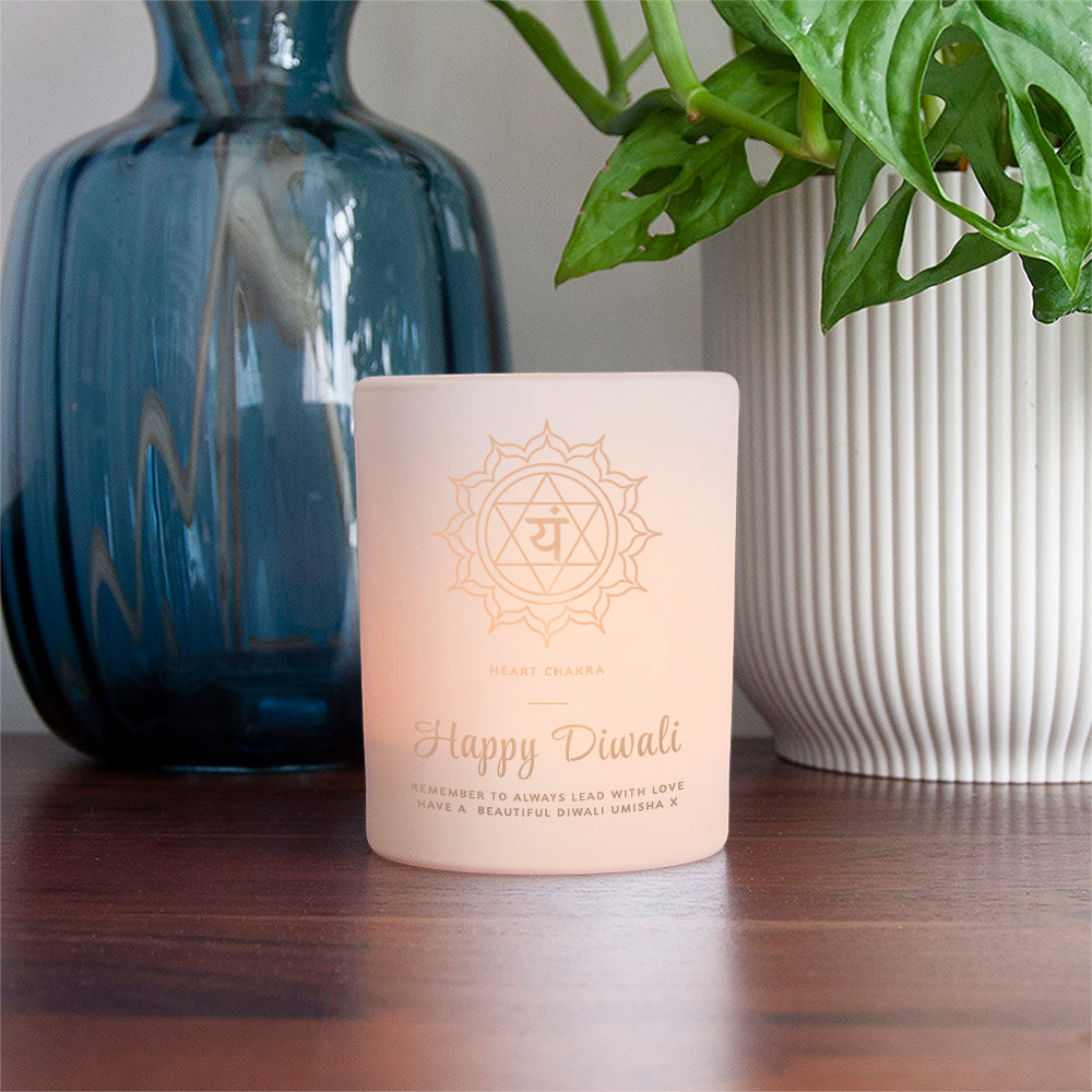 Personalised Diwali Heart Chakra Candle Holder